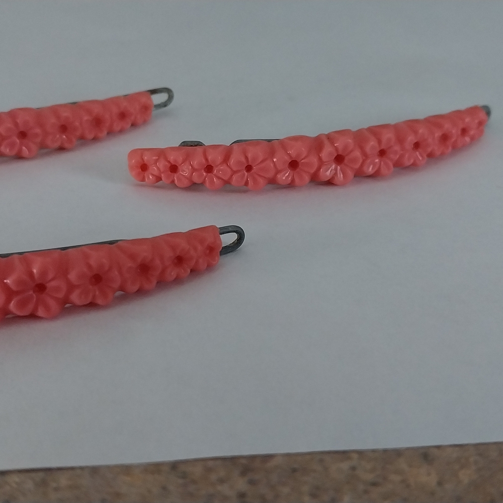 Vintage Coral Floral Hair Clips
